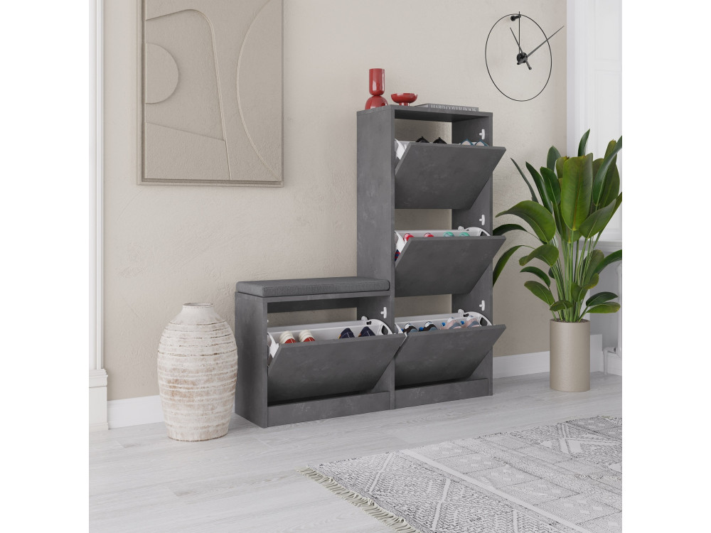 Scarpiera in legno "Dude" - 105 x 26 x 118 cm - Grigio