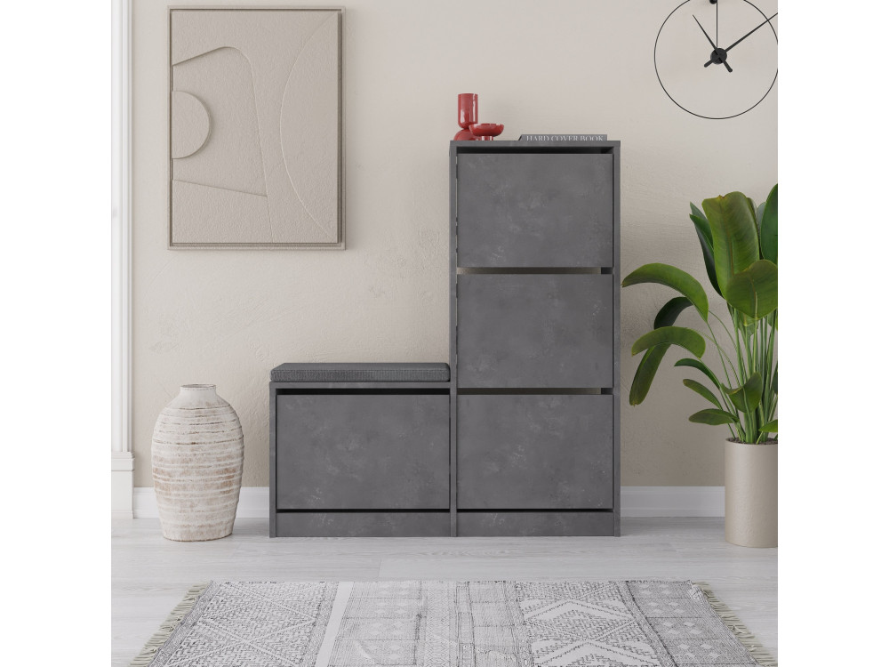Scarpiera in legno "Dude" - 105 x 26 x 118 cm - Grigio