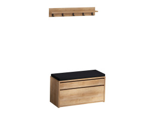 Scarpiera in legno "Boby" con panca - 80 x 35 x 42 cm - Beige
