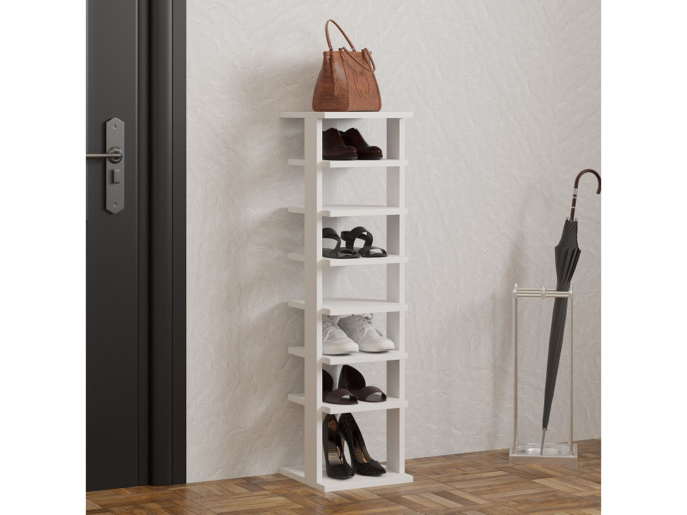 Scarpiera in legno "Ayka" - 30 x 30 x 110 cm - Bianco
