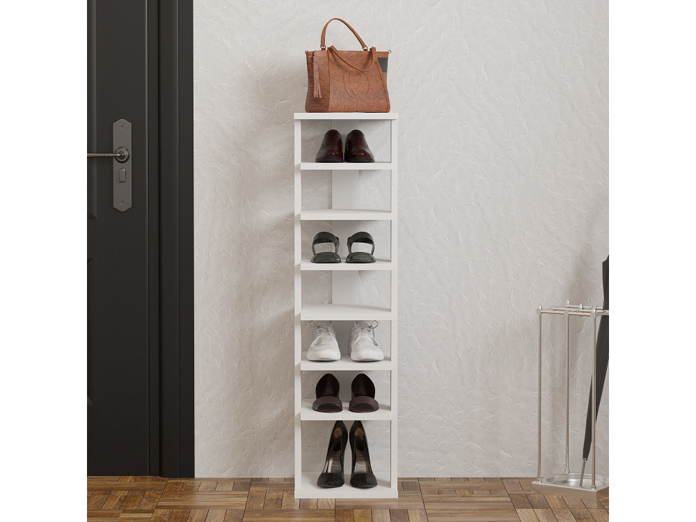 Scarpiera in legno "Ayka" - 30 x 30 x 110 cm - Bianco