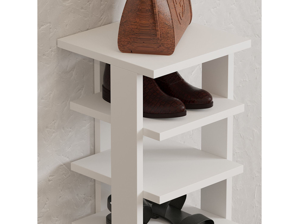 Scarpiera in legno "Ayka" - 30 x 30 x 110 cm - Bianco