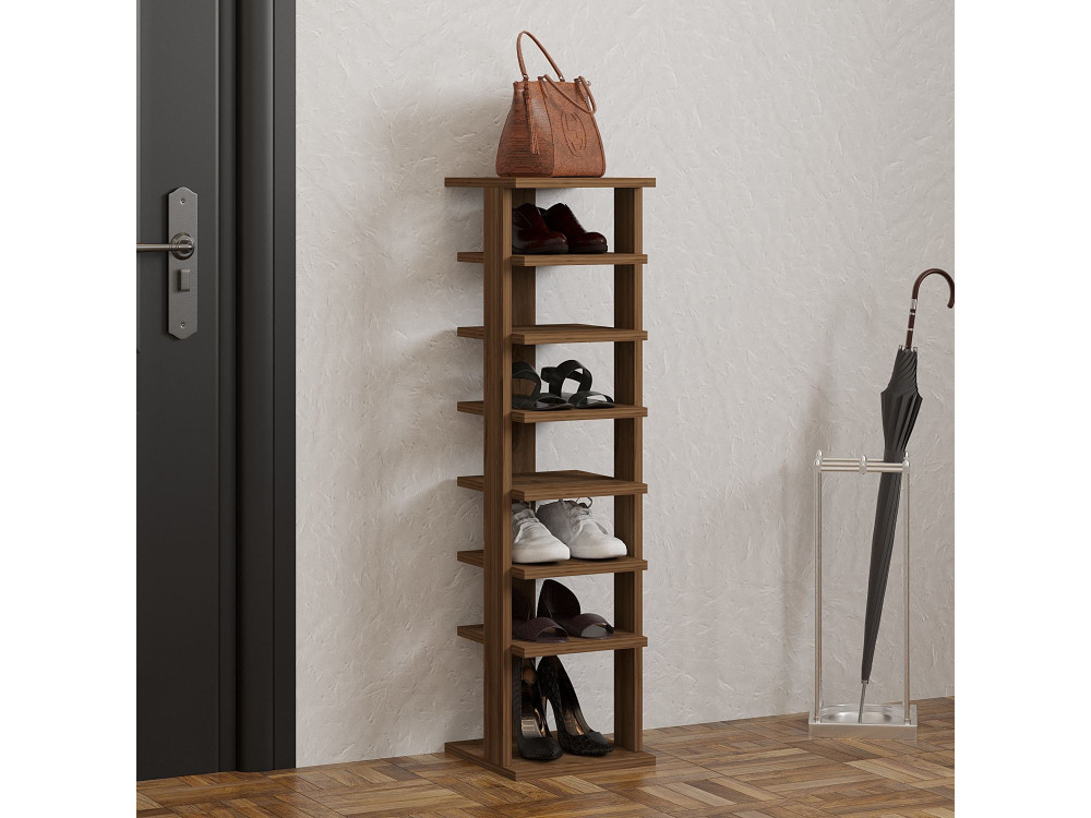 Scarpiera in legno "Ayka" - 30 x 30 x 110 cm - Marrone
