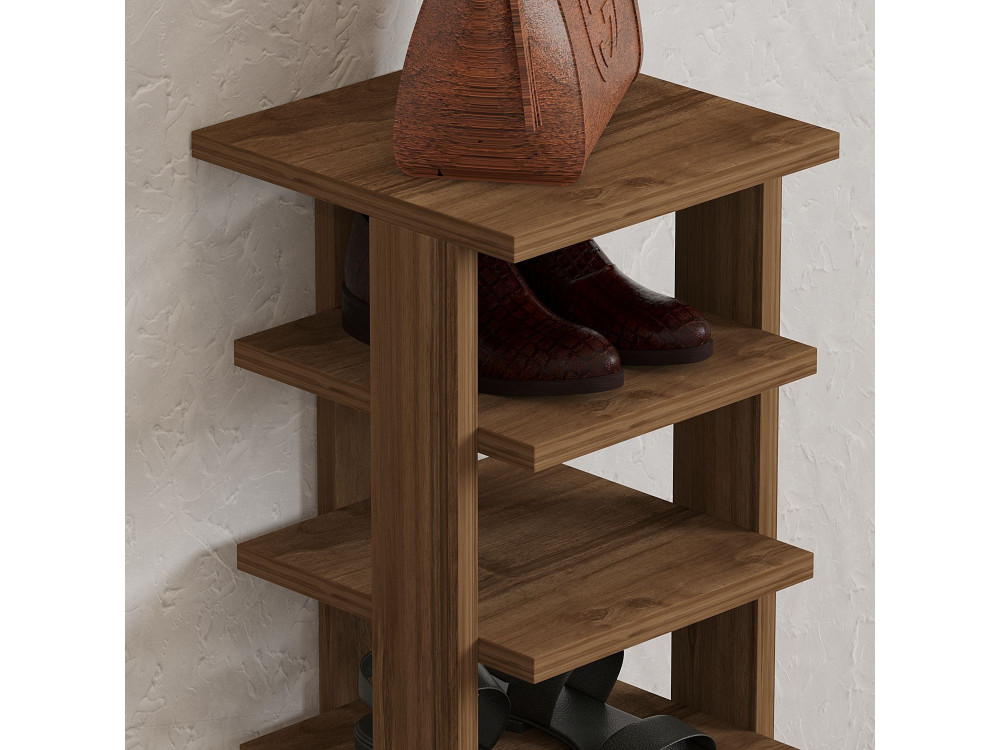 Scarpiera in legno "Ayka" - 30 x 30 x 110 cm - Marrone