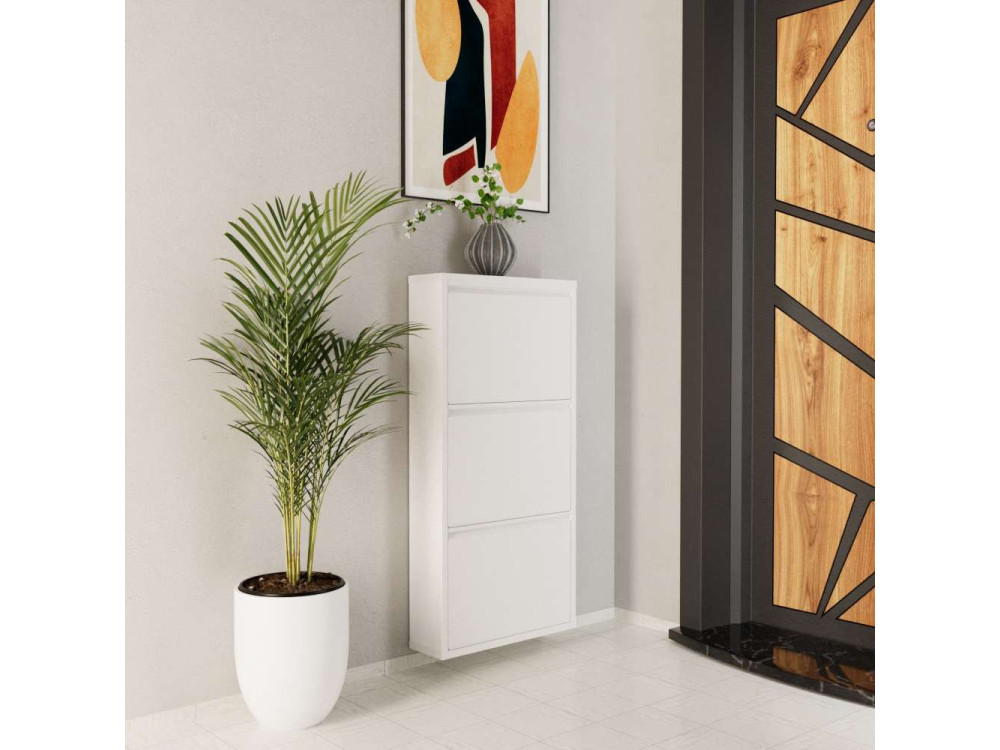 Scarpiera in metallo "Luna" - 50 x 15 x 103 cm - Bianco
