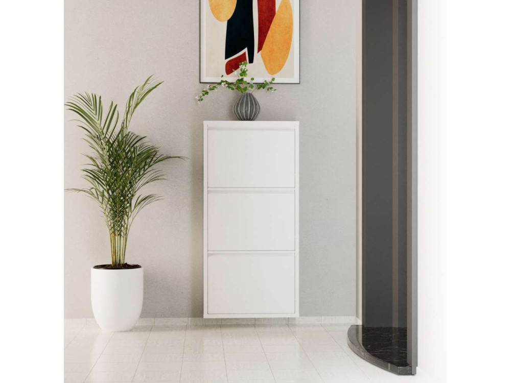 Scarpiera in metallo "Luna" - 50 x 15 x 103 cm - Bianco