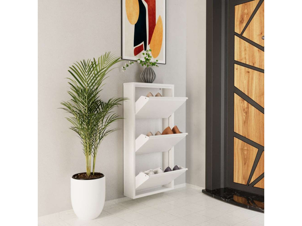 Scarpiera in metallo "Luna" - 50 x 15 x 103 cm - Bianco