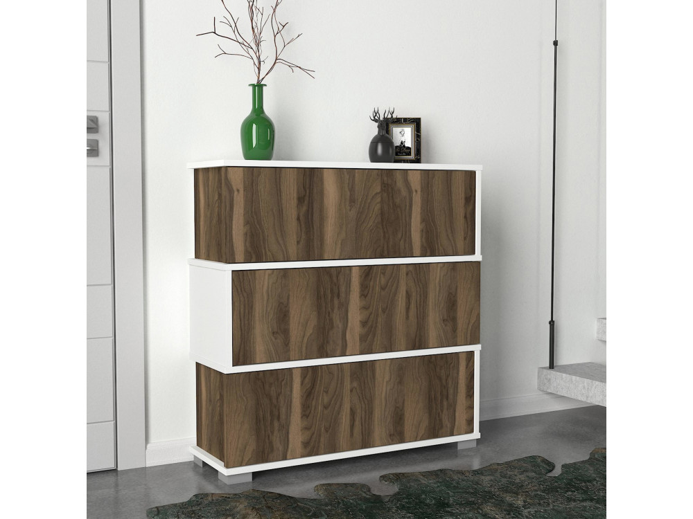 Scarpiera in legno "Napolyon" - 90 x 30 x 93 cm - Marrone
