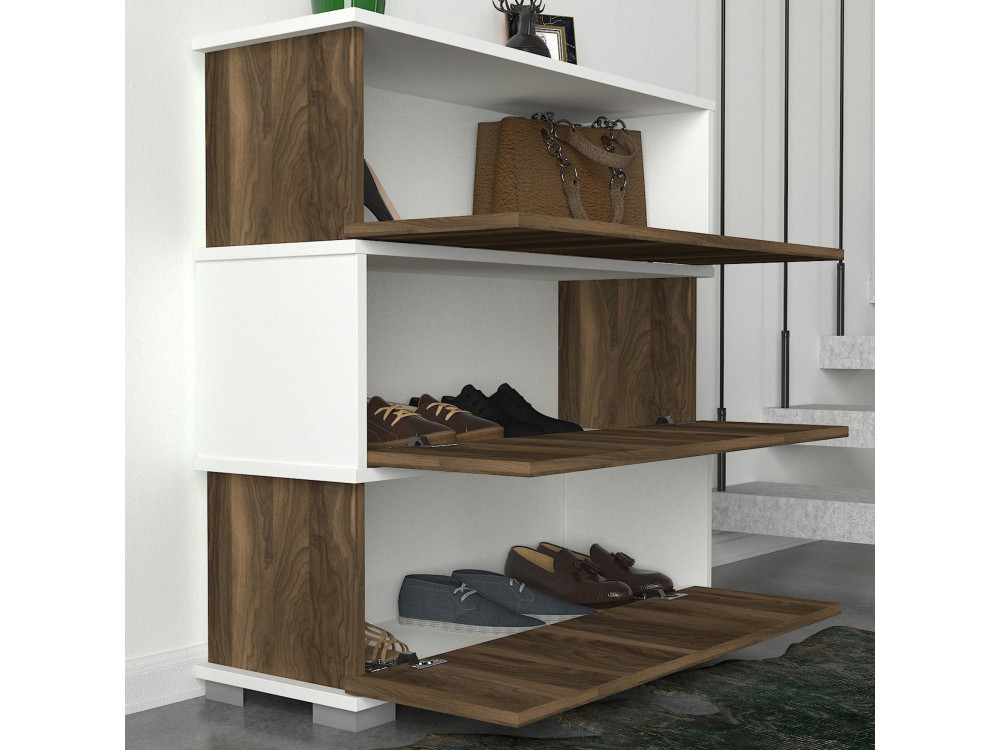 Scarpiera in legno "Napolyon" - 90 x 30 x 93 cm - Marrone