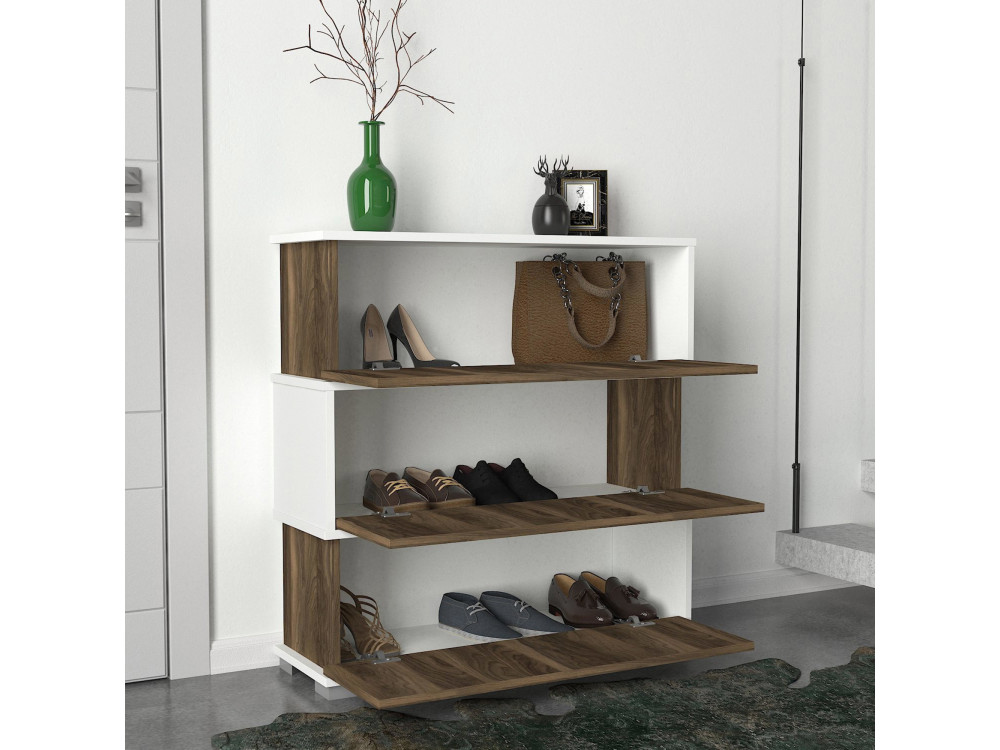 Scarpiera in legno "Napolyon" - 90 x 30 x 93 cm - Marrone