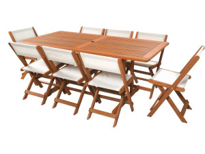Mobili da giardino "Seoul" - 1 tavolo + 8 sedie - acero - beige