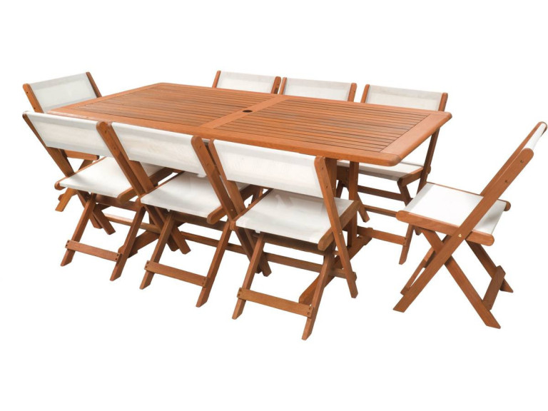 Mobili da giardino "Seoul" - 1 tavolo + 8 sedie - acero - beige