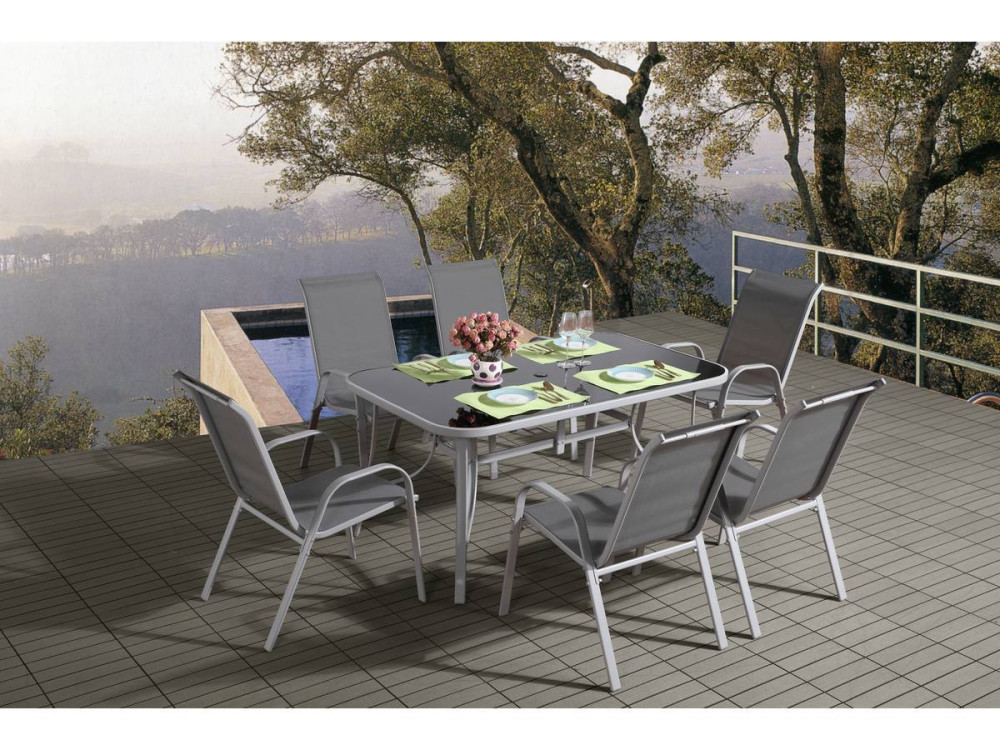 Salotto da giardino 6 posti "Cordoba + Porto" 6 persone- grigio chiaro