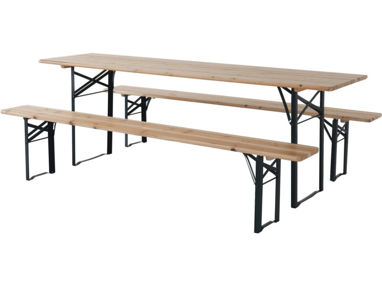 Tavolo da giardino pieghevole da brasserie con 2 panche "Lisbona" - 218 x 59,5 x 75 cm - Marrone