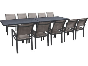 Set da pranzo da giardino estensibile "Lagos" - 200/320 x 105 x 76 cm - 10 sedie - Talpa