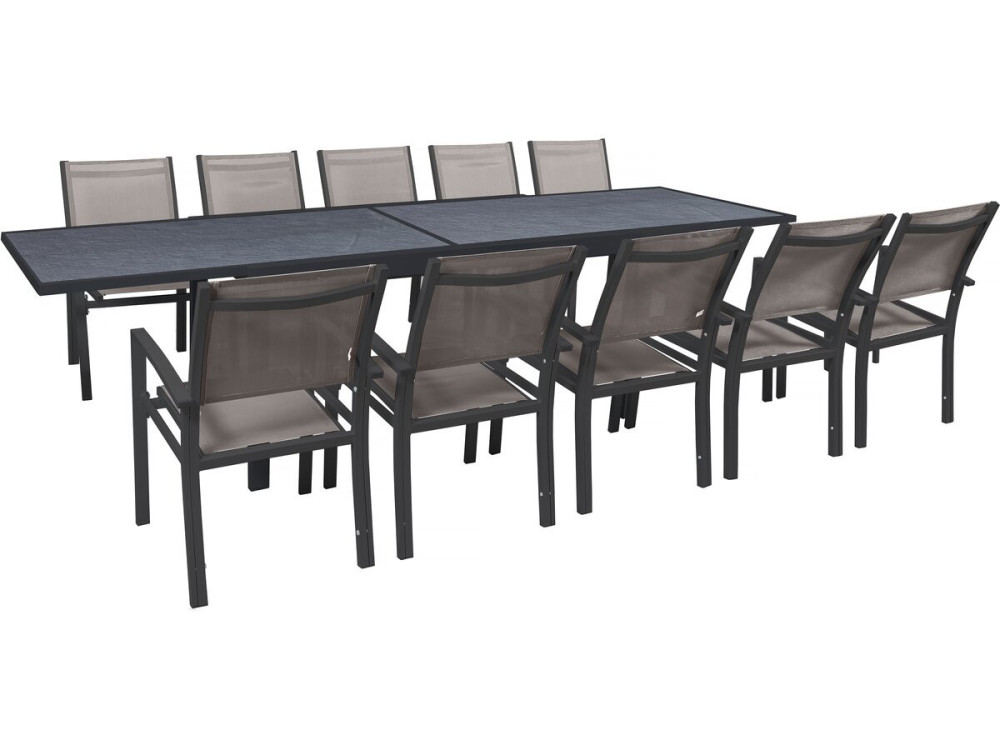 Set da pranzo da giardino estensibile "Lagos" - 200/320 x 105 x 76 cm - 10 sedie - Talpa