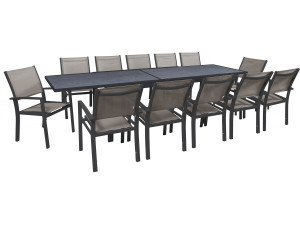Set da pranzo da giardino estensibile "Lagos" - 200/320 x 105 x 76 cm - 12 sedie - Talpa