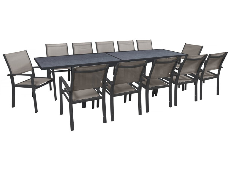 Set da pranzo da giardino estensibile "Lagos" - 200/320 x 105 x 76 cm - 12 sedie - Talpa