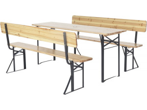 Set da giardino in legno "Lisbon" con schienale - 180 cm - Marrone