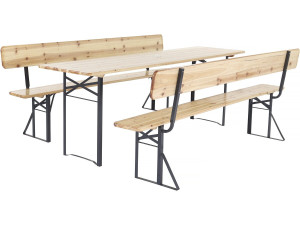 Set da giardino in legno "Lisbon" con schienale - 220 cm - Marrone