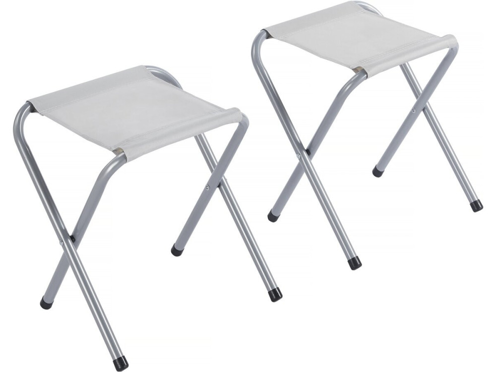 Set di tavolo da campeggio e 4 sgabelli pieghevoli - 125 x 60 cm - Bianco