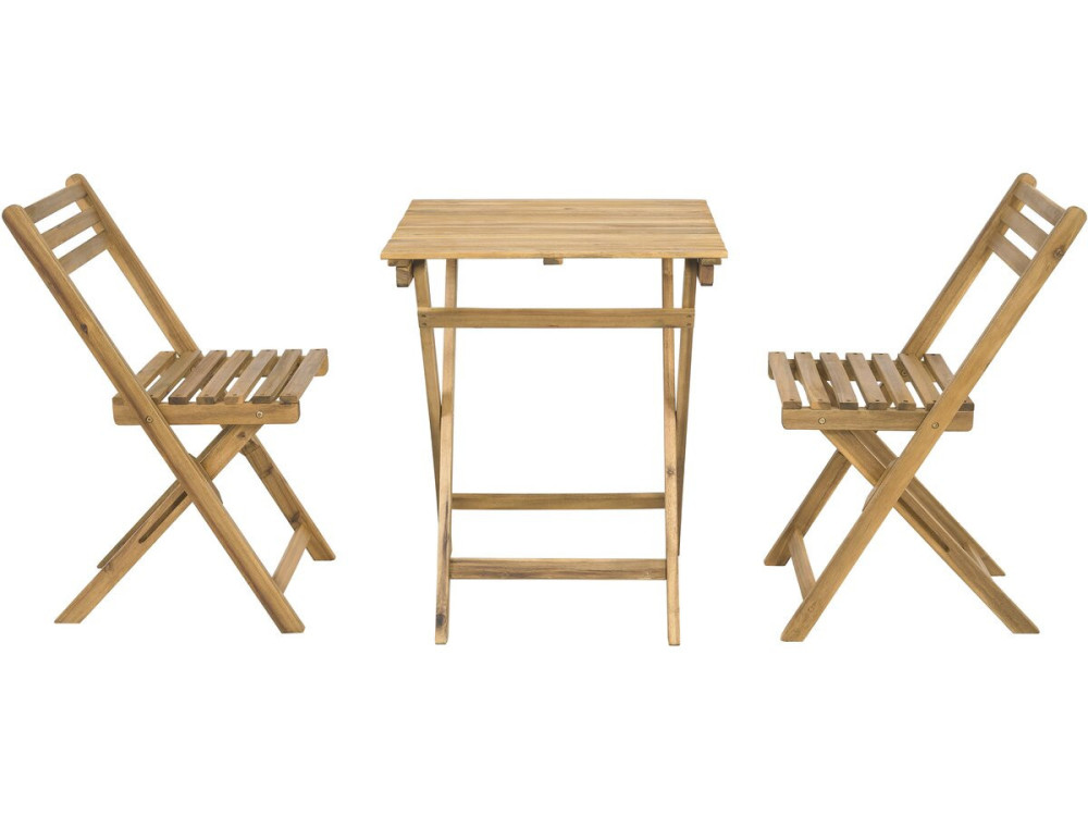 Set tavolo e sedie da giardino in legno "Aldo" - 2 posti - Marrone
