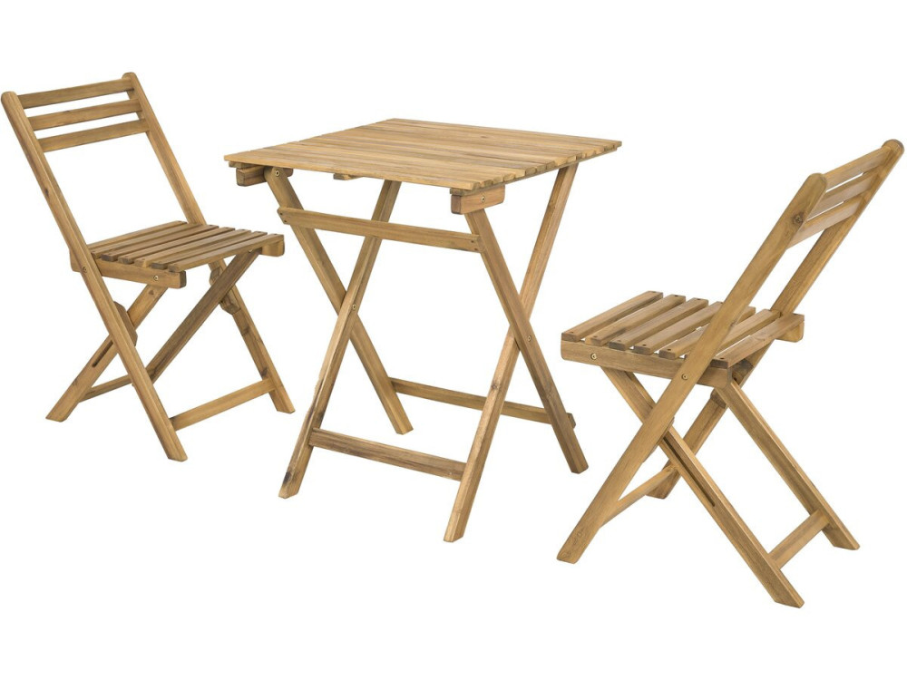 Set tavolo e sedie da giardino in legno "Aldo" - 2 posti - Marrone