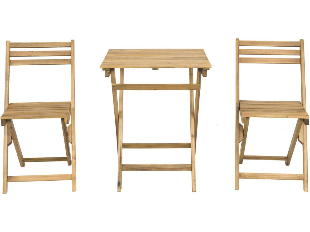 Set tavolo e sedie da giardino in legno "Aldo" - 2 posti - Marrone