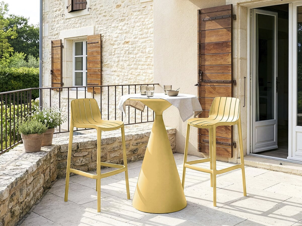 Tavolo e seggioloni bistrot impilabili "Vaena" - 2 posti - Giallo