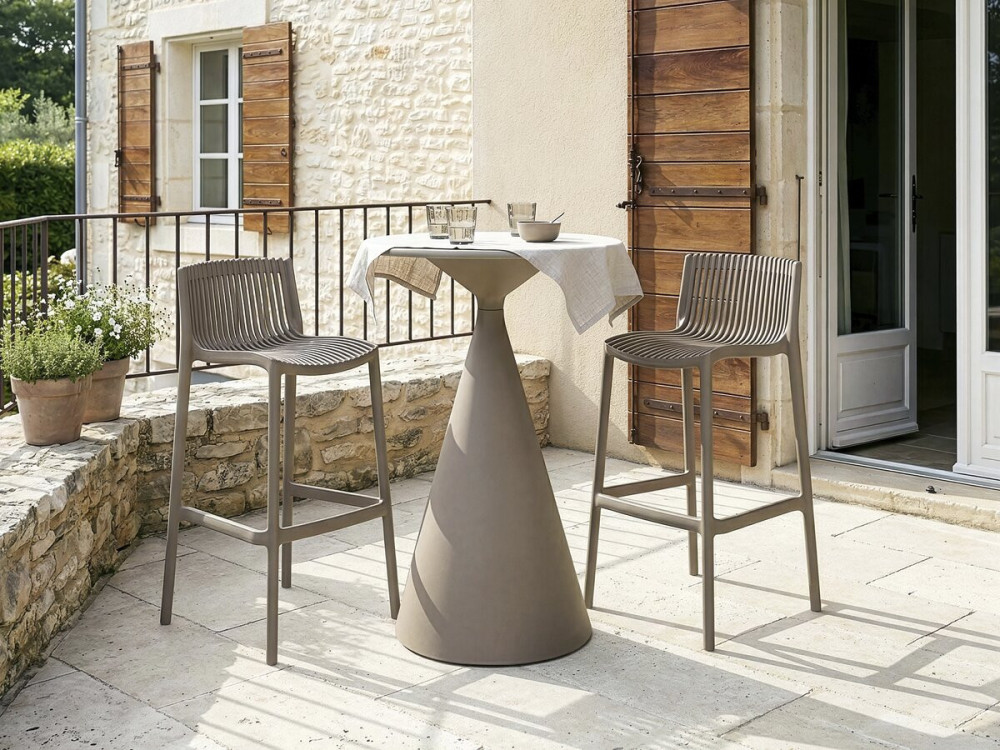 Tavolo e seggioloni da giardino bistrot impilabili "Néora" - 2 posti - Taupe