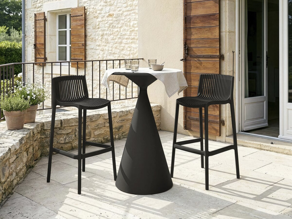 Tavolo da giardino bistrot e seggioloni impilabili "Néora" - 2 posti - Nero