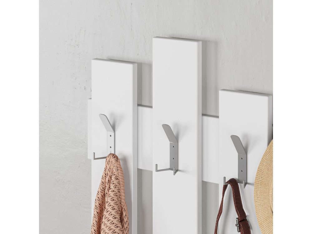 Appendiabiti da parete in legno "Wave" - 64 x 4 x 79 cm - Bianco