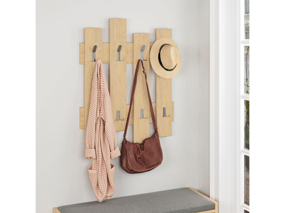 Appendiabiti da parete in legno "Wave" - 64 x 4 x 79 cm - Beige