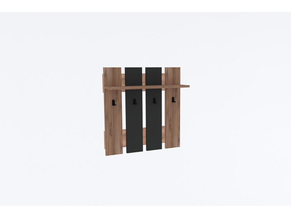 Appendiabiti a muro "Mita" con ripiano in legno - 70 x 14 x 70 cm - Grigio antracite
