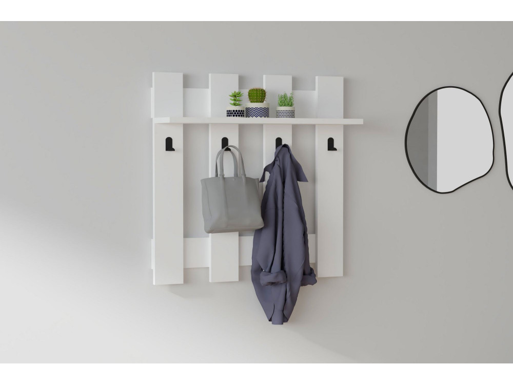 Appendiabiti da parete in legno "Carina" - 70 x 14 x 70 cm - Bianco