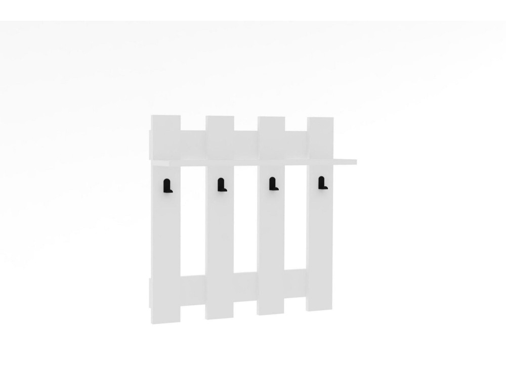 Appendiabiti da parete in legno "Carina" - 70 x 14 x 70 cm - Bianco