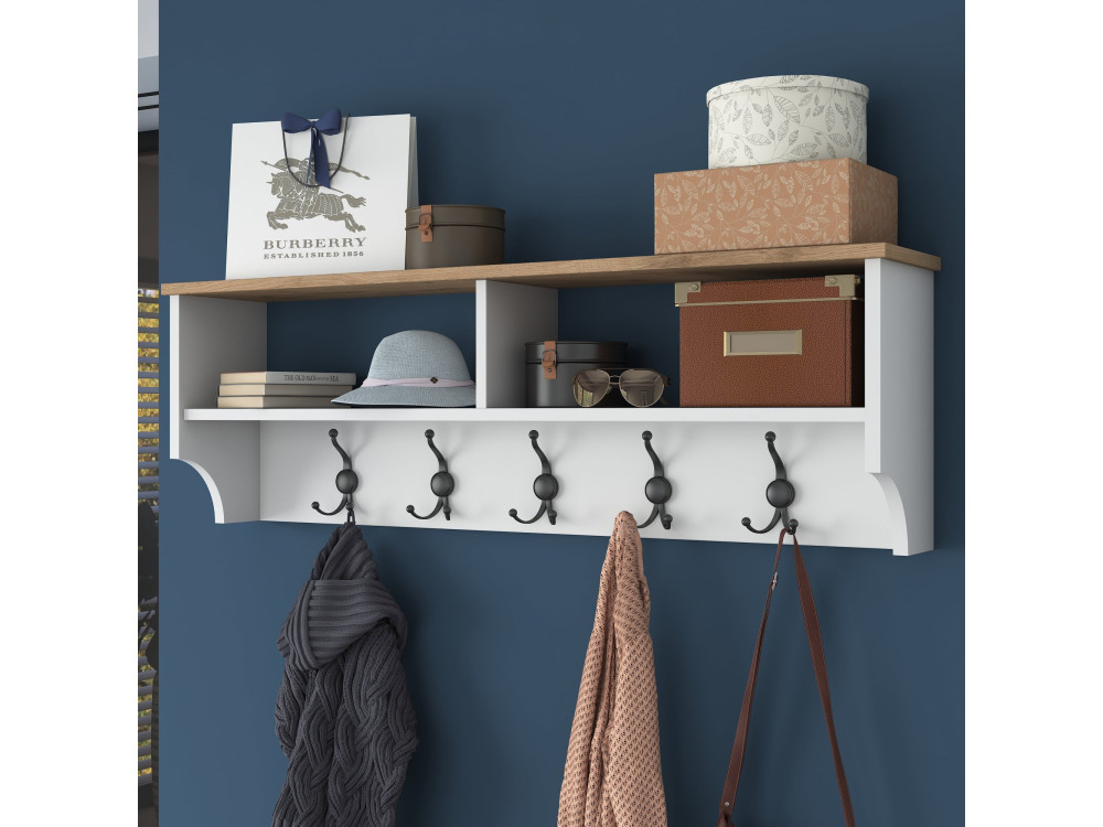 Appendiabiti in legno "Pino" - 120 x 22 x 37 cm - Bianco
