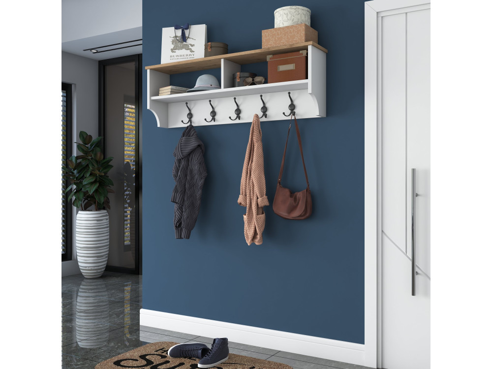 Appendiabiti in legno "Pino" - 120 x 22 x 37 cm - Bianco
