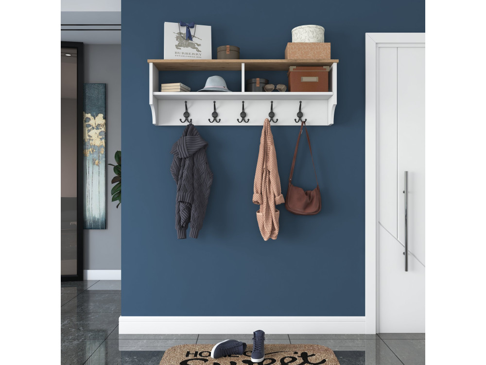 Appendiabiti in legno "Pino" - 120 x 22 x 37 cm - Bianco