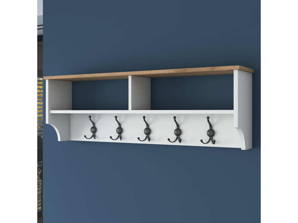 Appendiabiti in legno "Pino" - 120 x 22 x 37 cm - Bianco