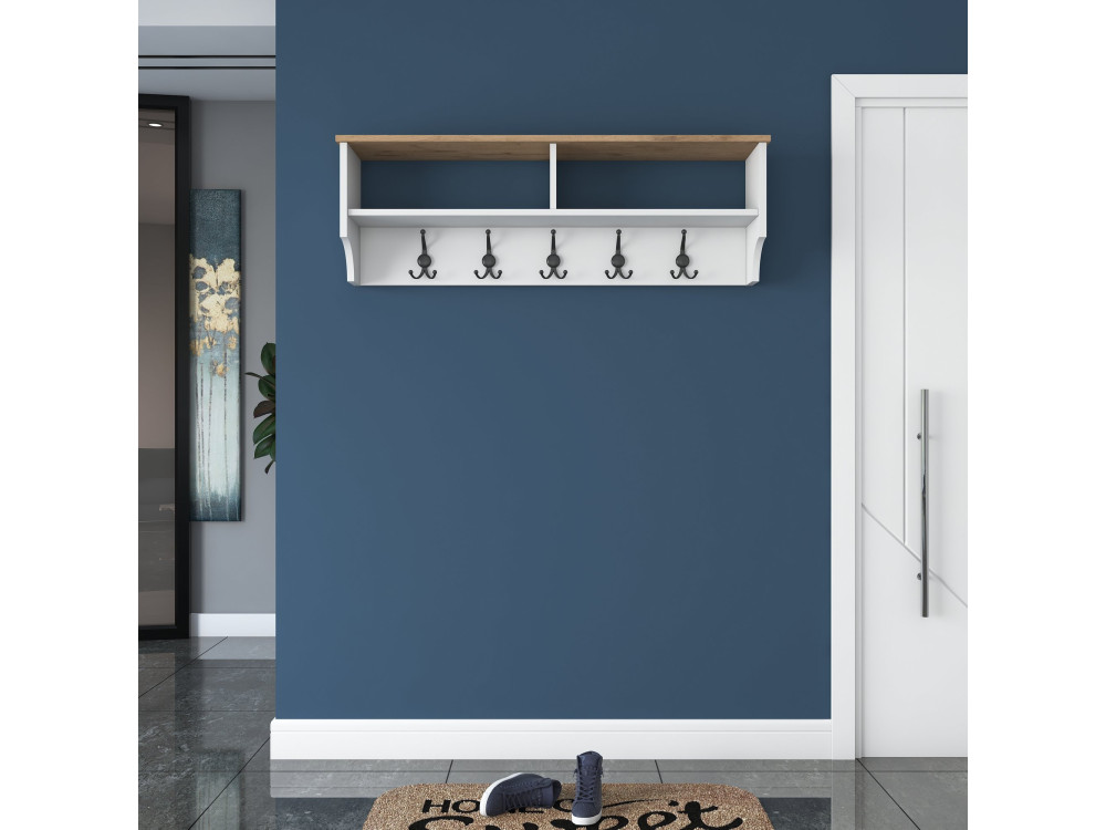 Appendiabiti in legno "Pino" - 120 x 22 x 37 cm - Bianco