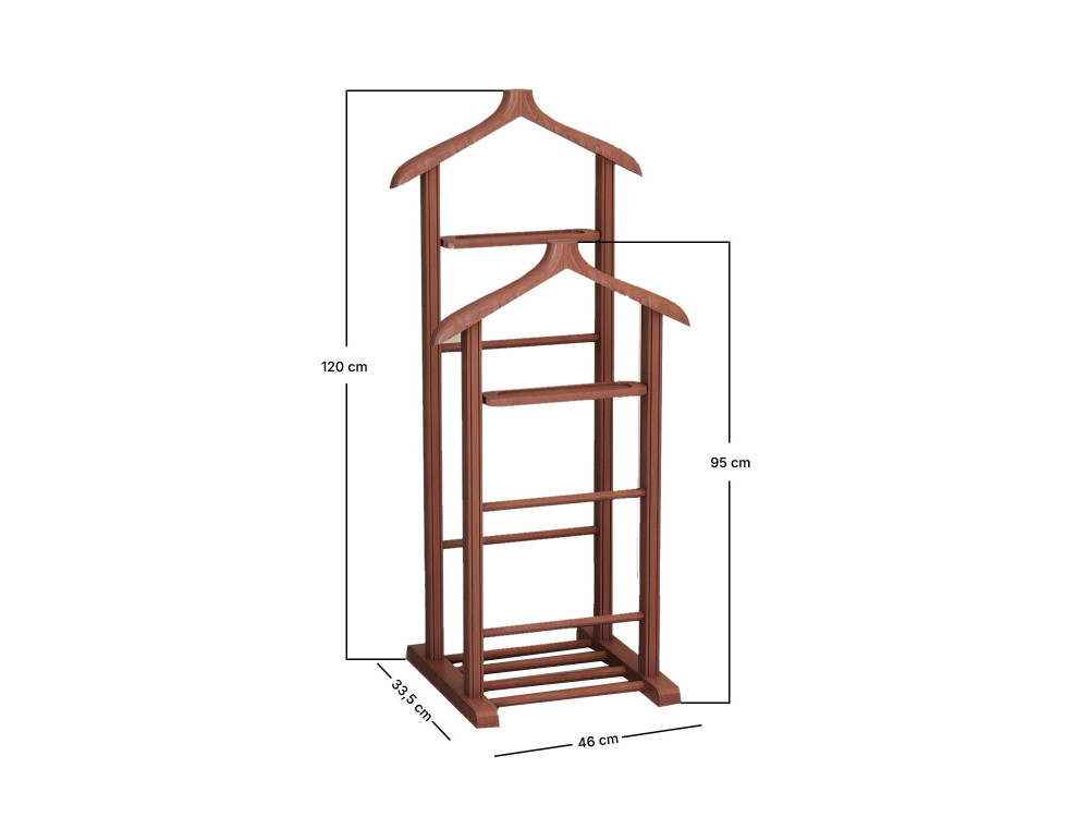 Appendiabiti in legno "Beta" - 33 x 46 x 120 cm - Marrone