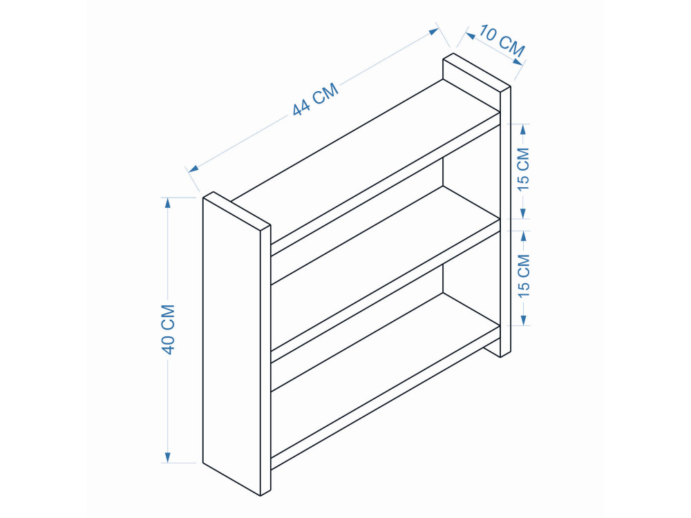 Scaffale da cucina in legno "Cosmic" - 44 x 10 x 40 cm - Bianco