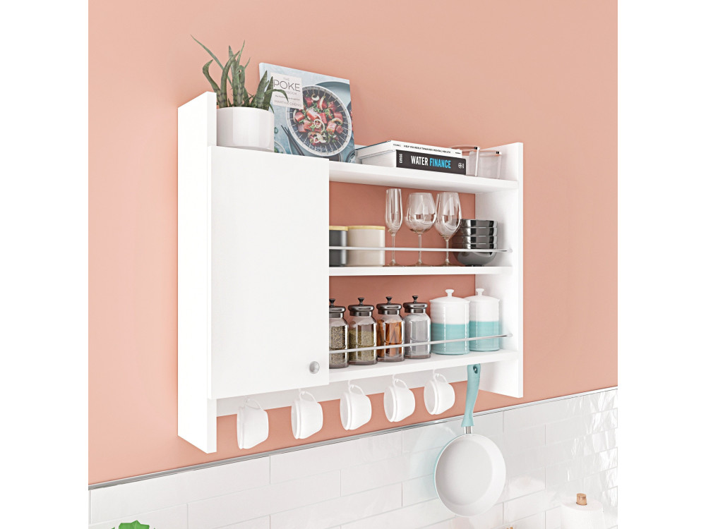 Scaffale da cucina in legno "Knerr" - 85 x 13 x 65 cm - Bianco