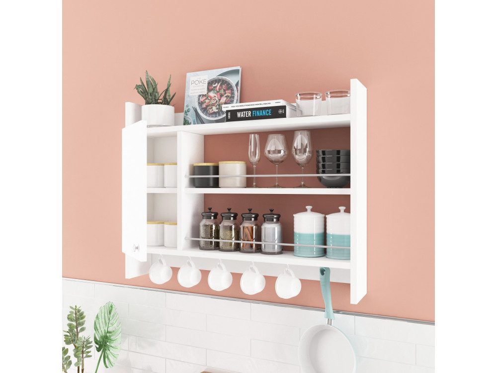 Scaffale da cucina in legno "Knerr" - 85 x 13 x 65 cm - Bianco