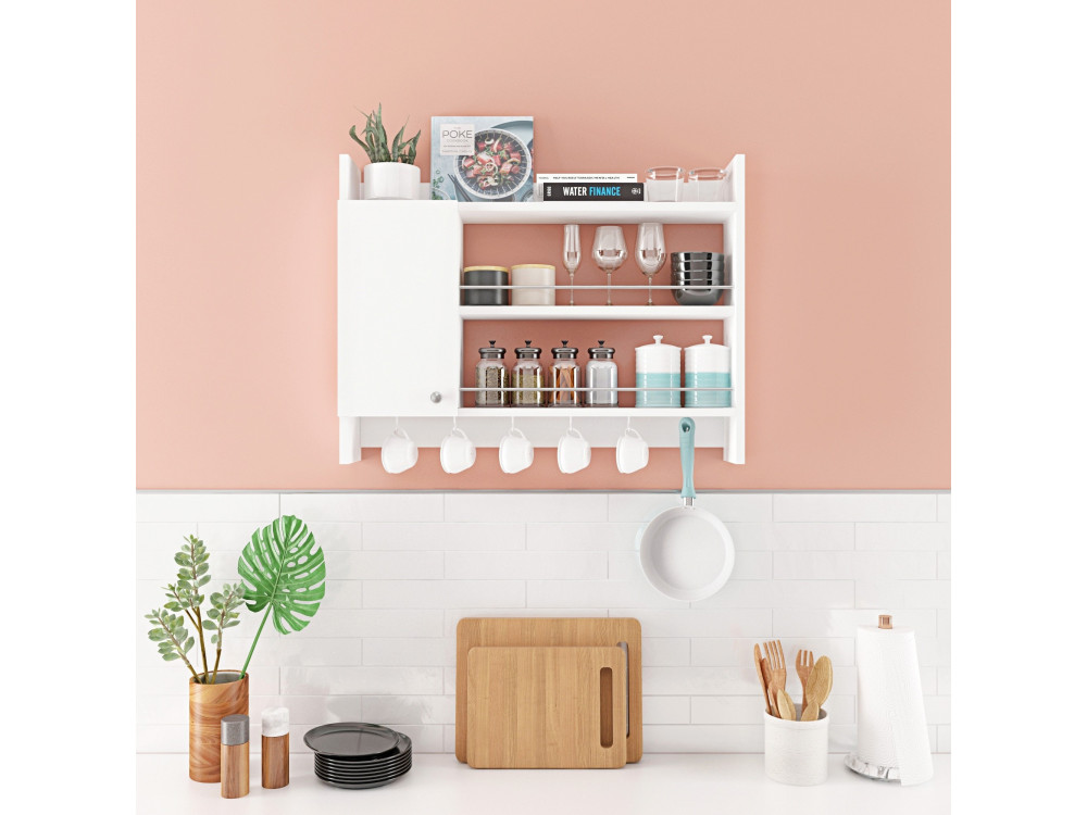 Scaffale da cucina in legno "Knerr" - 85 x 13 x 65 cm - Bianco