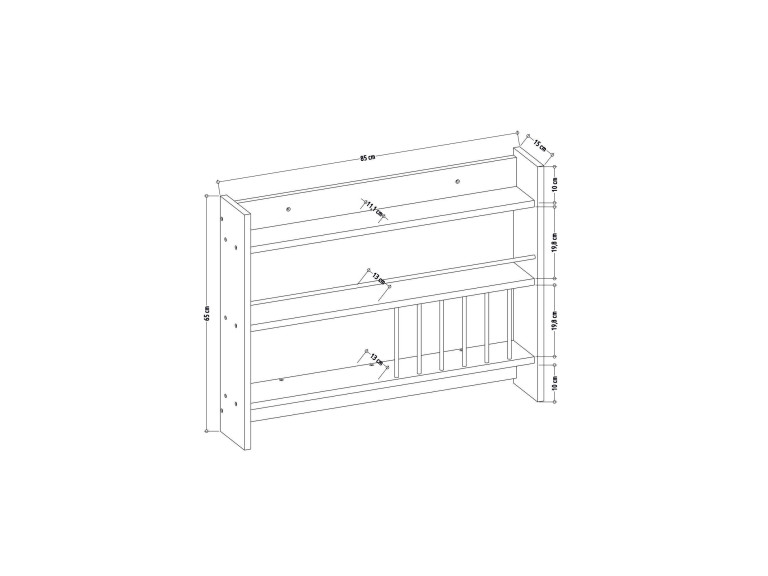 Scaffale da cucina in legno "Kolin" - 85 x 13 x 65 cm - Bianco
