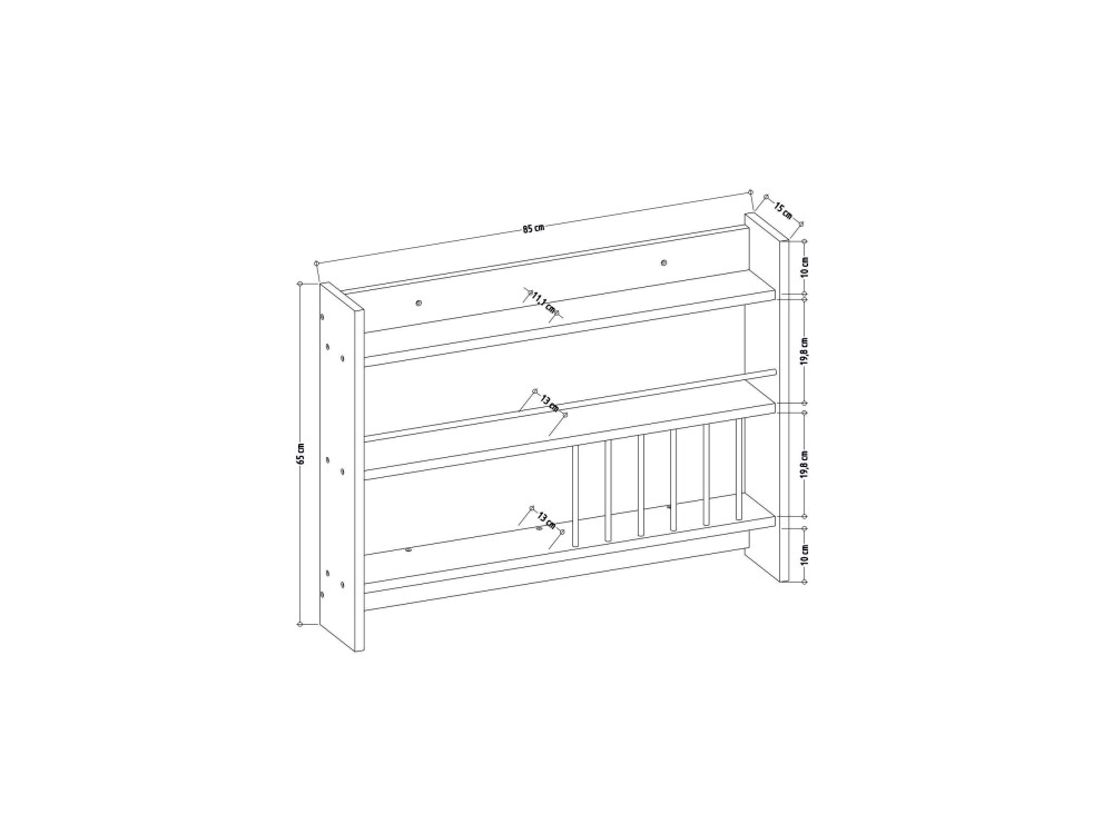 Scaffale da cucina in legno "Kolin" - 85 x 13 x 65 cm - Bianco