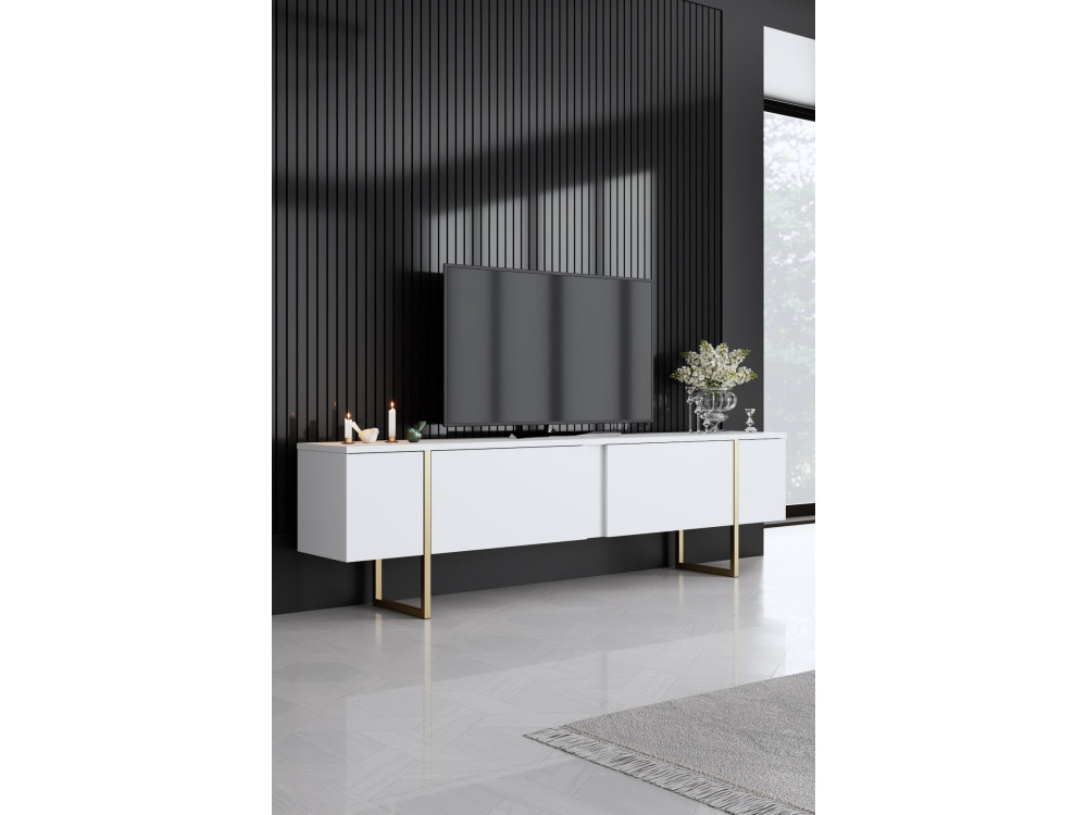 Set di mobili da salotto in legno "Luxe" - 160 x 35 x 80 cm - Bianco