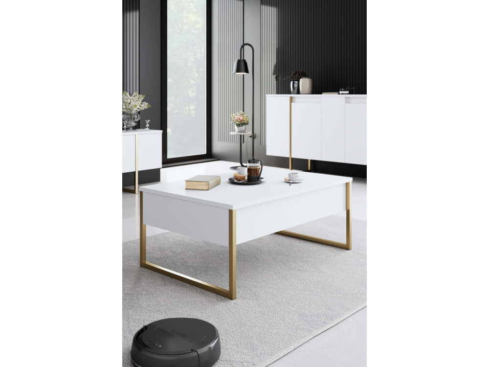 Set di mobili da salotto in legno "Luxe" - 160 x 35 x 80 cm - Bianco